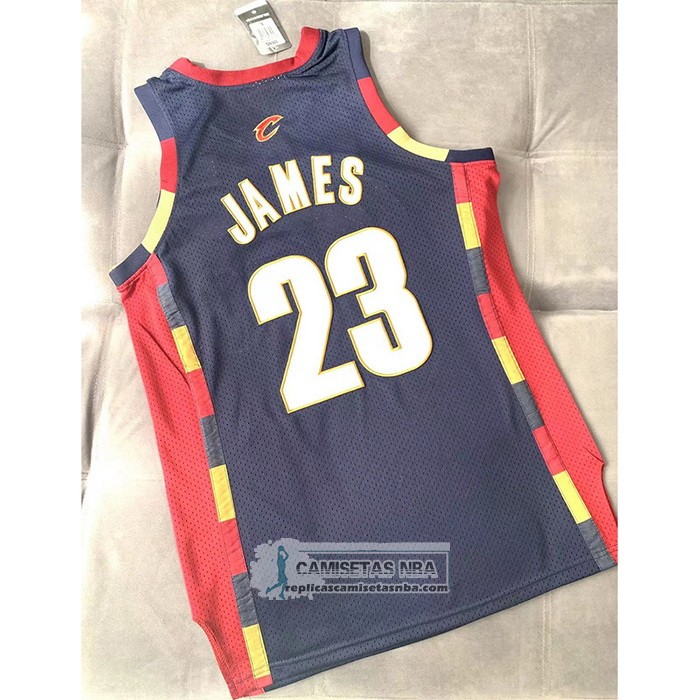 Camiseta Cleveland Cavaliers Lebron James NO 23 Mitchell & Ness 2008-09 Azul